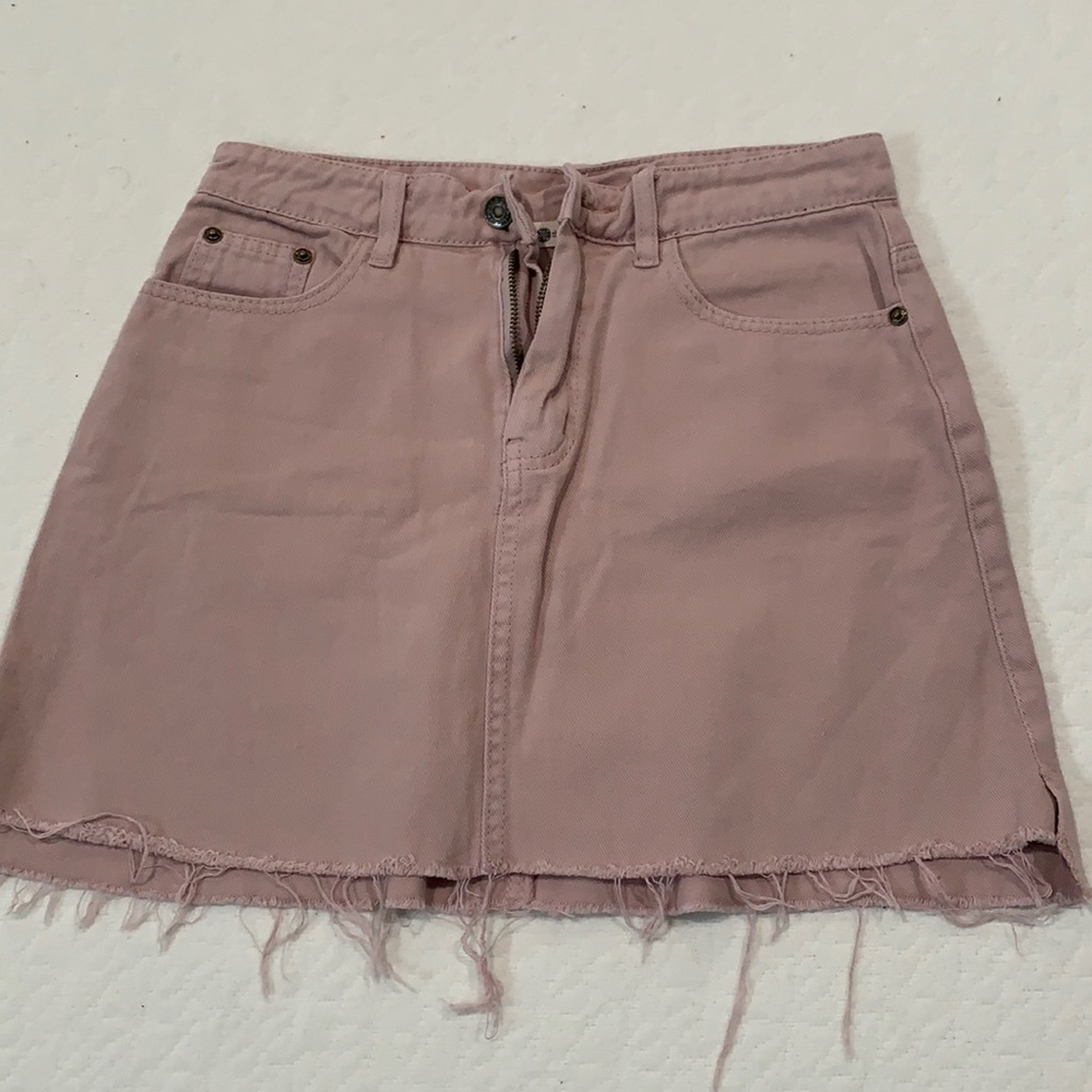 Pink denim skirt